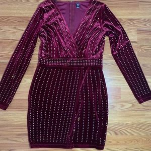 NWB Burgundy Velvet Dress